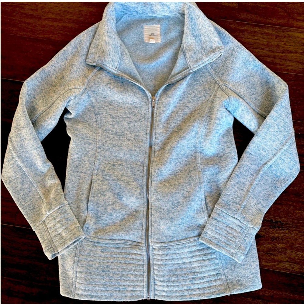 Thread and Supply ice blue full zip sweater